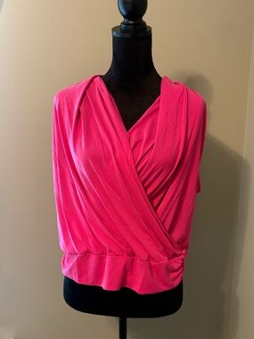 Veronica M - Everyday Cupro Surplice Tank-Fushia-Large
